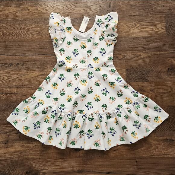 Floral Girls Dress with Ruffled Sleeves - Picture 2 of 4